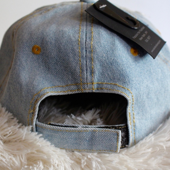 NWT! DISTRESSED DENIM HAT W/ EMBROIDERED ROSE - Picture 4 of 6